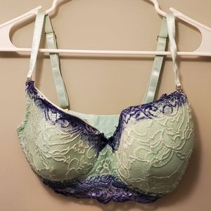 Body Frosting Women 40D Blue Bra with Lace